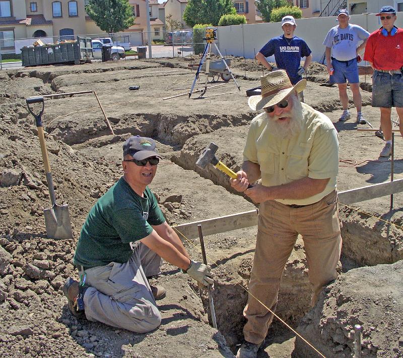 92 - Leland and Walter.jpg - Leland Wong and Walter Roach set up forms in preparation for concrete which will be poured later.